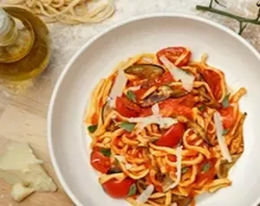 Паста алла Норма с баклажанами и сыром Пекорино в CulinaryOn