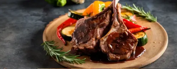 Мясное трио: татаки, щёчки, каре и панна котта 