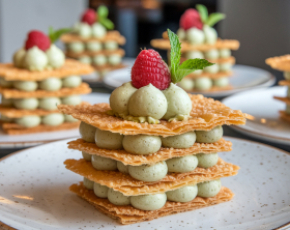 Мильфей с фисташками  и малиной в CulinaryOn