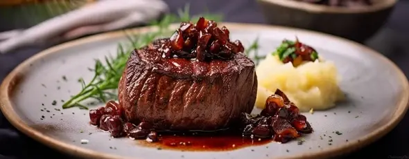 Мясное трио: утка, филе миньон, каре и семифреддо 