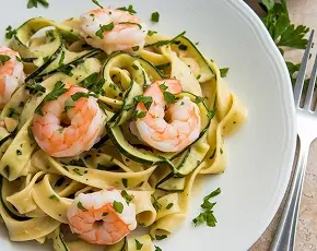 Паста De Cecco с цукини и креветками в CulinaryOn